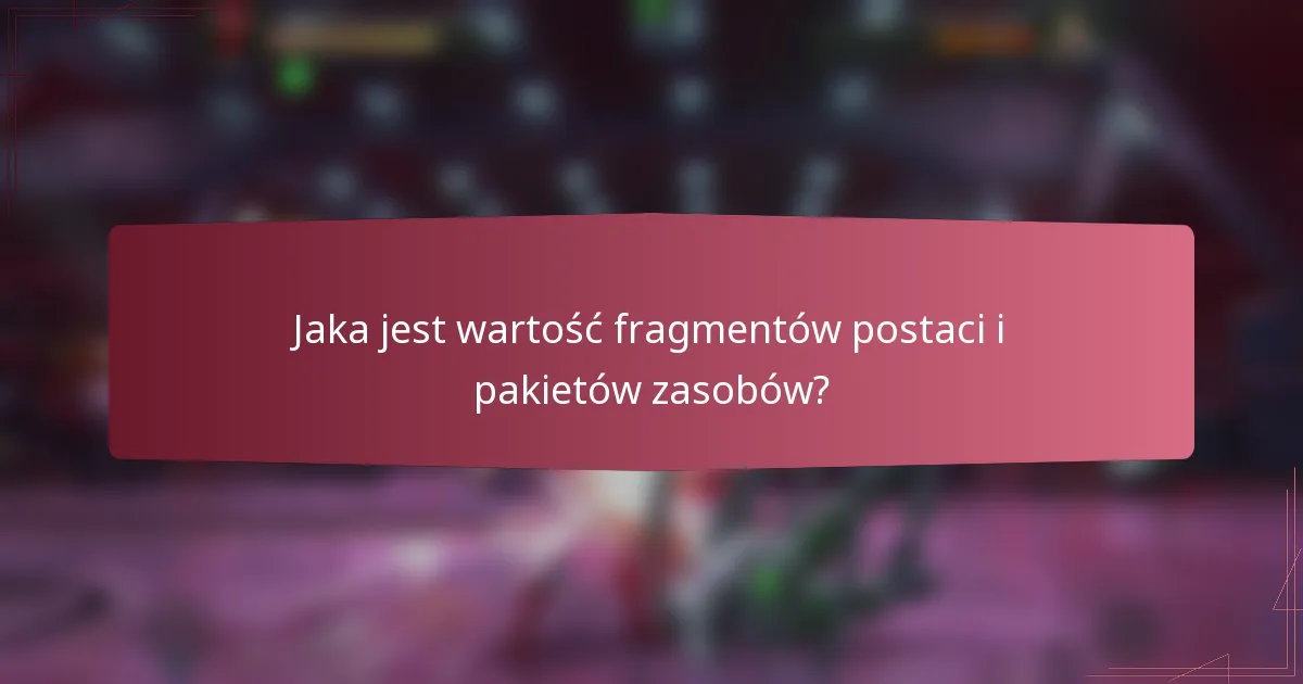 Jaka jest wartość fragmentów postaci i pakietów zasobów?