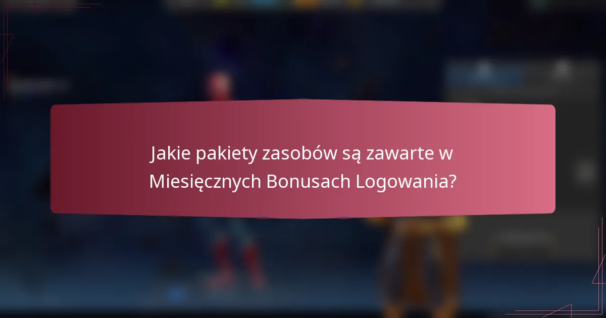 Jakie pakiety zasobów są zawarte w Miesięcznych Bonusach Logowania?