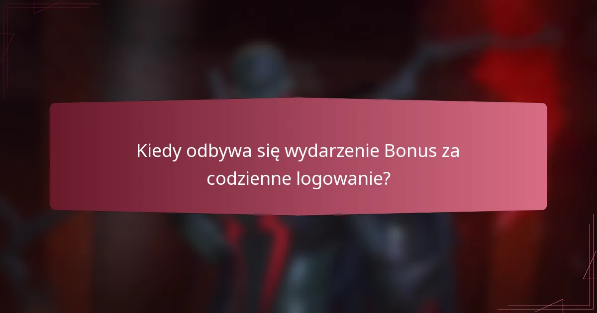 Kiedy odbywa się wydarzenie Bonus za codzienne logowanie?